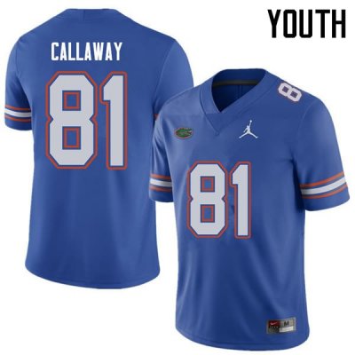 Youth Florida Gators #81 Antonio Callaway NCAA Jordan Brand Royal Authentic Stitched College Football Jersey MIT3862SF